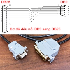 Dây COM 9 sang COM 25 đấu thẳng - DB9 female to DB25 male straight connector cable