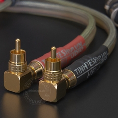 Đầu AV đực sang cái vuông góc nhân đồng mạ vàng 24K 1 chiếc - RCA male to RCA female adapter