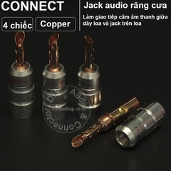 Đầu bấm jack loa bắp chuối răng cưa lõi đồng mạ vàng 24K OD4mm 4 chiếc - Banana plug jack for Speaker Amplifier
