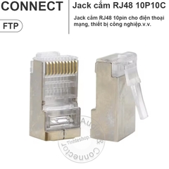 Đầu kẹp cáp 10pin RJ50 RJ48 FTP - Metal-coated 10-pin RJ48 network connector