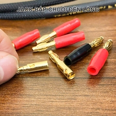 Jack cắm loa bắp chuối đèn lồng nhỏ 4 chiếc - Gold-plated lantern-shaped banana plug for audio or electronic devices.