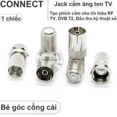 Jack cắm anten TV cổng cái vuông góc kèm chuôi vặn F5 - PAL TV adapter female angles