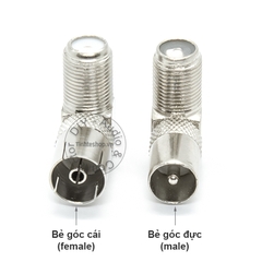 Jack cắm anten TV cổng cái vuông góc kèm chuôi vặn F5 - PAL TV adapter female angles