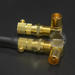 Phích cắm rắc anten TV kèm chuôi vặn bẻ góc đồng mạ vàng - 9.5mm TV connector angle gold 24K