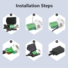 Đầu RS232 DB9 không hàn bắt vít cổng đực - DB9 Solderless Breakout Connector, RS232 D-SUB DB9 Serial to 9Pin Port Terminal Block with Case Long Bolts Tail Pipe