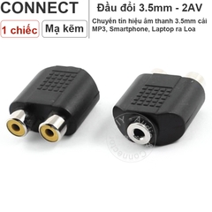 Đầu chuyển 3.5mm đực ra 2 AV cái R+L - 3.5mm male to 2 RCA female adapter
