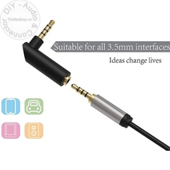 Jack 3.5mm cong vuông góc đực sang cái 4 nấc - 3.5mm stereo 4 pole male to female angle jack plug