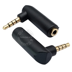 Jack 3.5mm cong vuông góc đực sang cái 4 nấc - 3.5mm stereo 4 pole male to female angle jack plug