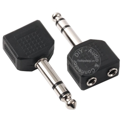 Đầu chuyển 6.5mm ra 2 3.5mm stereo - 6.35mm stereo to 2 3.5mm female adapter