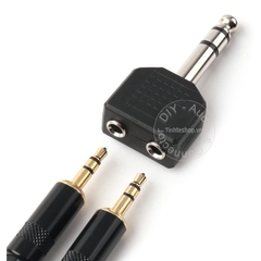 Đầu chuyển 6.5mm ra 2 3.5mm stereo - 6.35mm stereo to 2 3.5mm female adapter