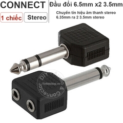 Đầu chuyển 6.5mm ra 2 3.5mm stereo - 6.35mm stereo to 2 3.5mm female adapter