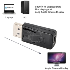 Đầu đổi Displayport đực ra Mini displayport cái hỗ trợ 2K - Displayport to Mini displayport Apple Cinema Display support 2K
