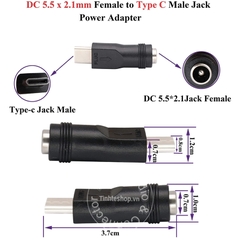 Đầu chuyển nguồn chân tròn sang type C - 5.5x2.1mm to type C adapter