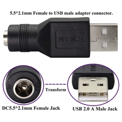 Đầu chuyển nguồn USB sang chân tròn DC 5.5x2.1mm - USB AM to 5.5x2.1mm female adapter