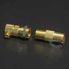 Chuôi vặn đầu cắm jack anten TV 9.5mm thẳng đồng mạ vàng - TV Connector 9.5mm TV Plug