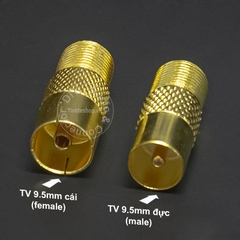 Chuôi vặn đầu cắm jack anten TV 9.5mm thẳng đồng mạ vàng - TV Connector 9.5mm TV Plug
