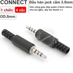 Đầu hàn jack 3.5mm 2 nấc mono vỏ nhựa OD5mm 1 chiếc. 2.5mm mono jack plug