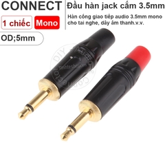 Đầu hàn jack 3.5 mono 2 nấc 1 chiếc OD5mm - 3.5mm mono solder jack plug