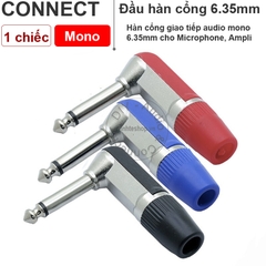 Đầu hàn jack 6 ly cong mono OD8mm 1 chiếc - 6.35mm male mono solder angle