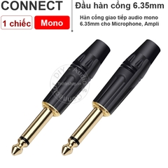 Đầu hàn jack 6ly mono 1 chiếc - Mono 6.35mm mono jack plug gold 24K