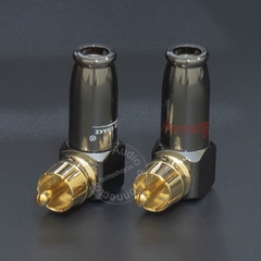 Đầu hàn jack AV bẻ góc 2 chiếc mạ vàng 24K OD6mm Gold snake - RCA solder connector angles