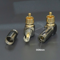 Đầu hàn jack AV bẻ góc 2 chiếc mạ vàng 24K OD6mm Gold snake - RCA solder connector angles
