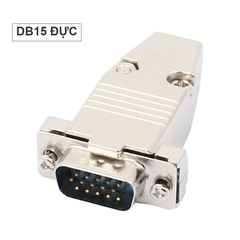 Rắc hàn chân VGA DB15 3 hàng vỏ ốp kim loại - 15-pin D-Sub male and female plug with metal casing.