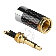 Giắc 3.5 mono gold 24K vỏ carbon - DIY 3.5mm TS audio jack