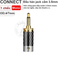 Giắc 3.5 mono gold 24K vỏ carbon - DIY 3.5mm TS audio jack