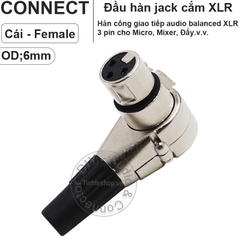 Đầu hàn rắc cắm XLR cái 3 pin bẻ góc OD3.5mm - 6mm - XLR female jack plug