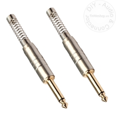 Đầu hàn jack 6.5mm mono mạ vàng chuôi lò xo OD 6mm