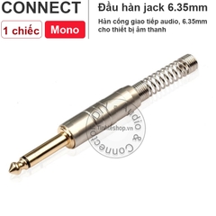 Đầu hàn jack 6.5mm mono mạ vàng chuôi lò xo OD 6mm