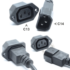Ổ cắm nguồn C13 lắp bảng điều khiển trên thân vỏ thiết bị - Jack cắm nguồn C13 10A-250V