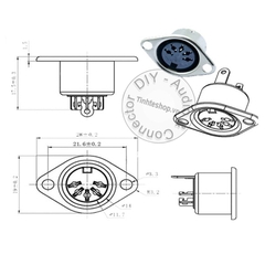 Ổ cắm DIN 3 đến 13 Lắp thùng máy Trên giá đỡ - DIN 3pin to 13pin female socket