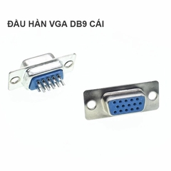 Rắc hàn chân VGA DB15 3 hàng vỏ ốp kim loại - 15-pin D-Sub male and female plug with metal casing.