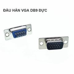 Rắc hàn chân VGA DB15 3 hàng vỏ ốp kim loại - 15-pin D-Sub male and female plug with metal casing.