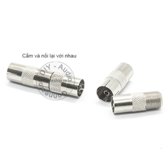 Đầu nối 2 cổng cái giắc cắm ăng ten TV - PAL anten TV female connector