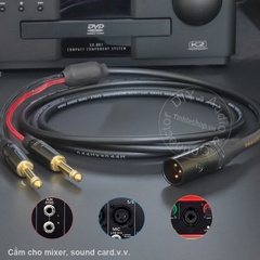 Jack canon ra 6 ly DIY 0.5 đến 5 mét - XLR male to 2 6.35mm mono audio cable