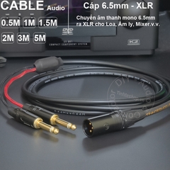 Jack canon ra 6 ly DIY 0.5 đến 5 mét - XLR male to 2 6.35mm mono audio cable