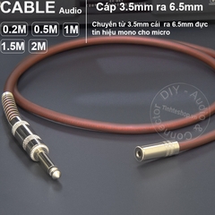 Cáp chuyển 6.5 sang 3.5 mono cho micro Loa kéo Máy trợ giảng DIY 0.2M đến 5M