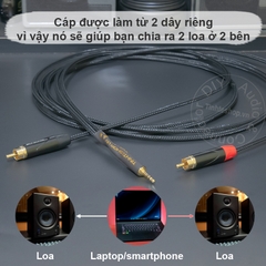 Cáp 3.5 ra 2 đầu bông sen chuyển âm thanh từ Laptop Smartphone DAC sang 2 loa 2 bên