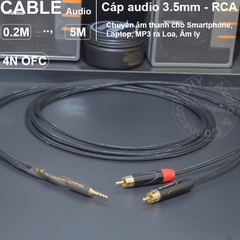 Cáp 3.5 ra 2 đầu bông sen chuyển âm thanh từ Laptop Smartphone DAC sang 2 loa 2 bên