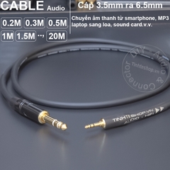 Dây 3.5 TRS sang 6.5 TS unbalanced chuyển âm thanh Smartphone Laptop sang Loa liền công suất - 1/8 stereo to 1/4 mono audio cable for active speakers