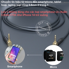 Dây 3.5 3 sang 4 chuyển micro vào Smartphone Tablet - 3.5mm TRS to TRRS microphone cable