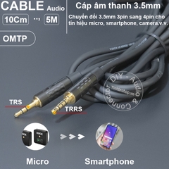 Dây 3.5 3 sang 4 chuyển micro vào Smartphone Tablet - 3.5mm TRS to TRRS microphone cable