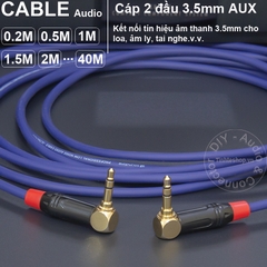 Cáp AUX 3.5 2 đầu bẻ góc DIY 0.2 đến 40 mét - DIY square plug 3.5mm stereo audio cable