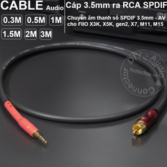Cáp 3.5 ra RCA coaxial cho DAC FIIO X3K X5K X7 M11 M15 DIY dài 0.3M đến 3M
