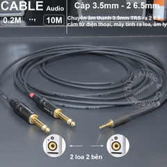 Dây 3.5 sang 2 jack 6 ly cho loa kiểm âm - 1/8 to 1/4 audio cable divided into 2 guides for monitor speakers