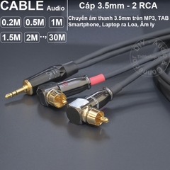 Dây âm thanh 3.5 ra 2 AV vuông góc DIY 0.2 đến 40 mét - 3.5mm to 2 RCA audio cable