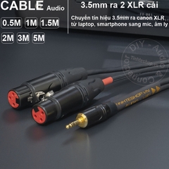 Dây 3.5 sang 2 đầu canon đực chuyển âm thanh từ Laptop Smartphone sang Loa kiểm âm Mixer - 3.5mm to 2 XLR male cable